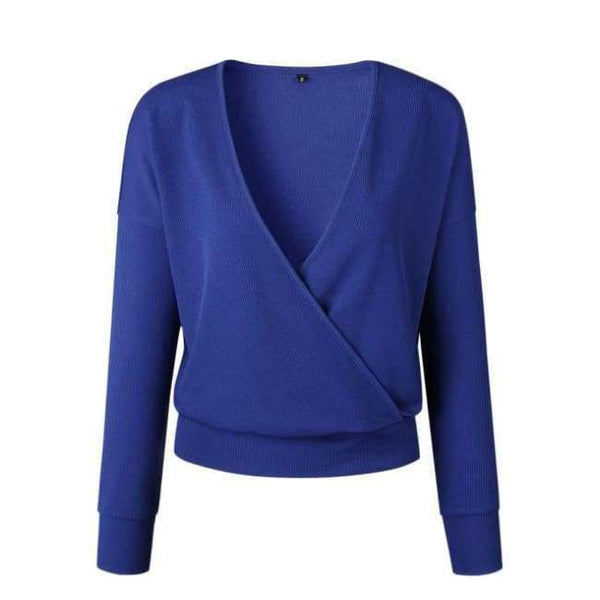 Planet Gates Blue / L Sexy Deep V Neck Long Sleeve Tops Knitted Women Sweater Winter Casual Pullovers Female Jumpers Autumn Sweaters