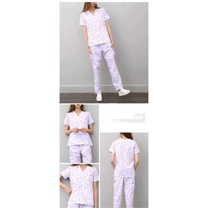 Planet Gates Blue / L Women and men Medical Uniforms Nursing Scrubs Clothes Short Sleeve coat Doctor Clothing  Brush hand clothing v-collar