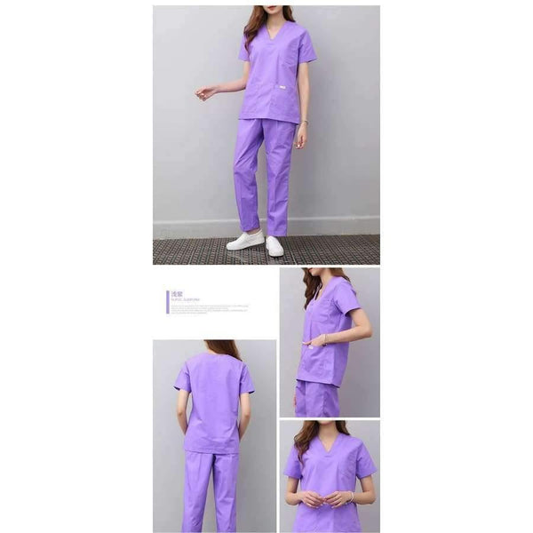 Planet Gates Blue / L Women and men Medical Uniforms Nursing Scrubs Clothes Short Sleeve coat Doctor Clothing  Brush hand clothing v-collar