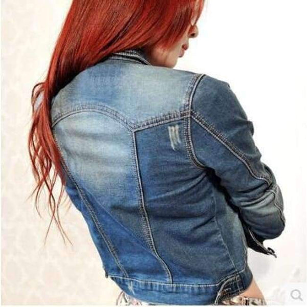 Planet Gates Blue / L Women's Coat Denim Jackets Blue Autumn Denim Jackets for Women Jeans Single Breasted Denim Coats female feminine Clothing