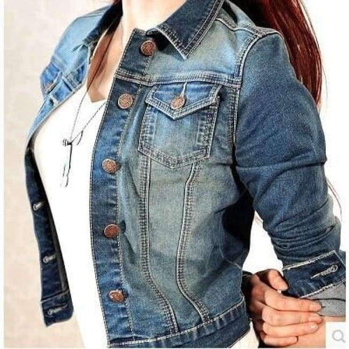 Planet Gates Blue / L Women's Coat Denim Jackets Blue Autumn Denim Jackets for Women Jeans Single Breasted Denim Coats female feminine Clothing