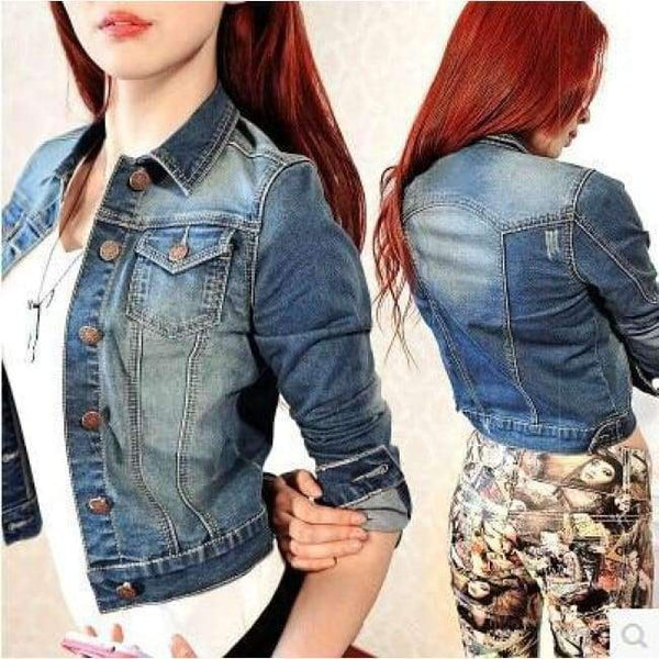 Planet Gates Blue / L Women's Coat Denim Jackets Blue Autumn Denim Jackets for Women Jeans Single Breasted Denim Coats female feminine Clothing