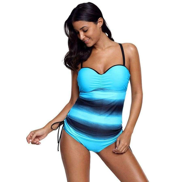Planet Gates Blue / L Women Split swimsuit Swimwear with steel support cotton belt chest pad triangle large size split swimsuit YY24