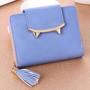 Planet Gates Blue Lady Coin Purse Cute Cat Animal Mini Wallet Women Clutch Money Bags Female Purses Cards ID Holder Tassel Zipper Hasp Wallets Bag