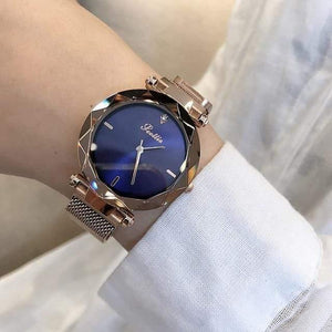 Planet Gates Blue Lady Crystal Watch Magnet buckle Women Dress Watch Fashion Quartz Watch Female Stainless Steel Wristwatches