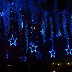 Planet Gates Blue LAIMAIK AC110V or 220V Holiday Lighting LED Fairy Star Curtain String luminarias Garland Decoration Christmas Wedding Light 2M