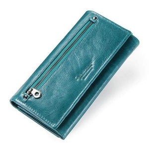 Planet Gates Blue Leather Women Clutch Wallets Multiple Cards Holder Long Female Purse With Phone Bag Fashion Woman Wallet