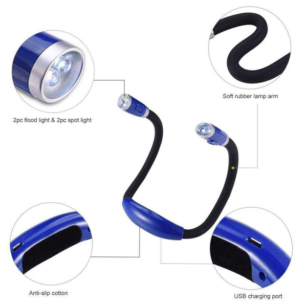 Planet Gates blue LEDGLE High quality Novelty Led Night Light Flashlight Flexible Handsfree Led Neck Light Hug light Book Reading Lamp Hug Light
