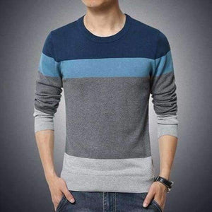 Planet Gates Blue / M 2018 New Autumn Fashion Brand Casual Sweater O-Neck Striped Slim Fit Knitting Mens Sweaters And Pullovers Men Pullover Men M-5XL