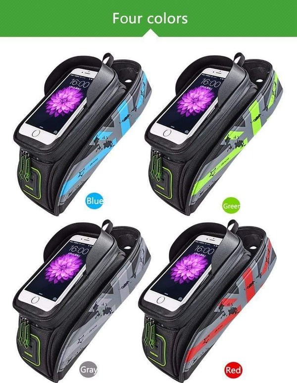 Planet Gates Blue / M Bicycle Front Top Tube Bag Cycling Bike Frame Saddle Package For Mobile Phone Waterproof Touch Screen Bike Accessories