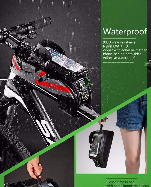 Planet Gates Blue / M Bicycle Front Top Tube Bag Cycling Bike Frame Saddle Package For Mobile Phone Waterproof Touch Screen Bike Accessories
