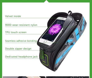 Planet Gates Blue / M Bicycle Front Top Tube Bag Cycling Bike Frame Saddle Package For Mobile Phone Waterproof Touch Screen Bike Accessories