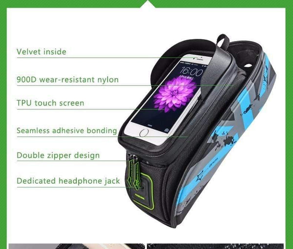 Planet Gates Blue / M Bicycle Front Top Tube Bag Cycling Bike Frame Saddle Package For Mobile Phone Waterproof Touch Screen Bike Accessories