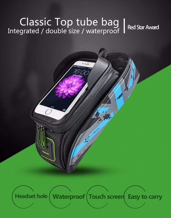 Planet Gates Blue / M Bicycle Front Top Tube Bag Cycling Bike Frame Saddle Package For Mobile Phone Waterproof Touch Screen Bike Accessories