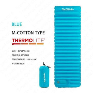 Planet Gates Blue M Cotton / China Air Bed 7.5cm Thicken Camping Mat  With Pillow Lightweight Outdoor Tent Sleeping Pad Inflatable Mattress NH18Q001-D