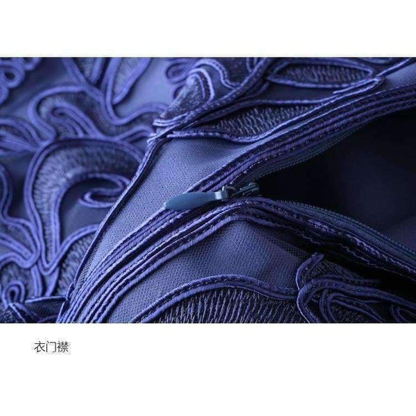 Planet Gates blue / M Dress Vestidos De Feta Women O-Neck Allover Appliques Embroidery Short Sleeve Bodycon Dark Blue Pink Dress Events Party