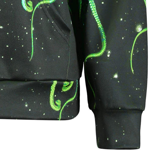 Planet Gates Blue / M Fashions 3d Sweatshirts With Hat Kangaroo Pocket Octopus Claw Galaxy Print Drawstring Hoodie