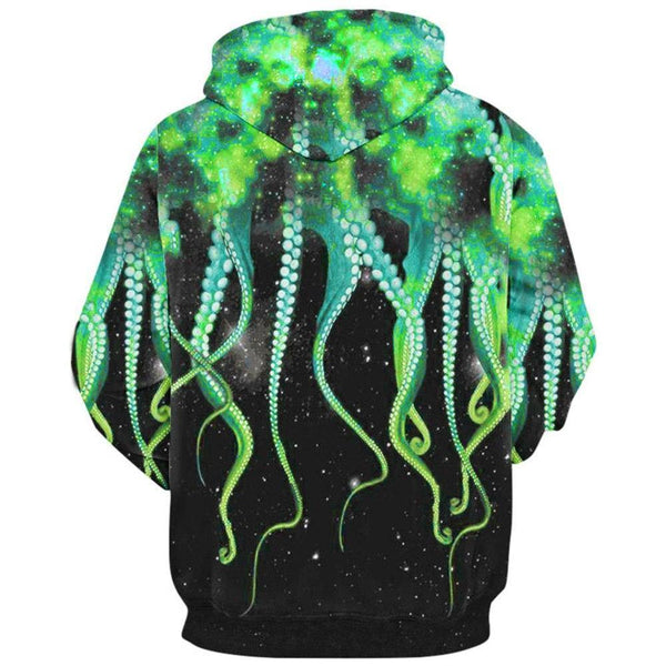Planet Gates Blue / M Fashions 3d Sweatshirts With Hat Kangaroo Pocket Octopus Claw Galaxy Print Drawstring Hoodie