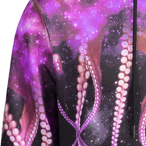 Planet Gates Blue / M Fashions 3d Sweatshirts With Hat Kangaroo Pocket Octopus Claw Galaxy Print Drawstring Hoodie