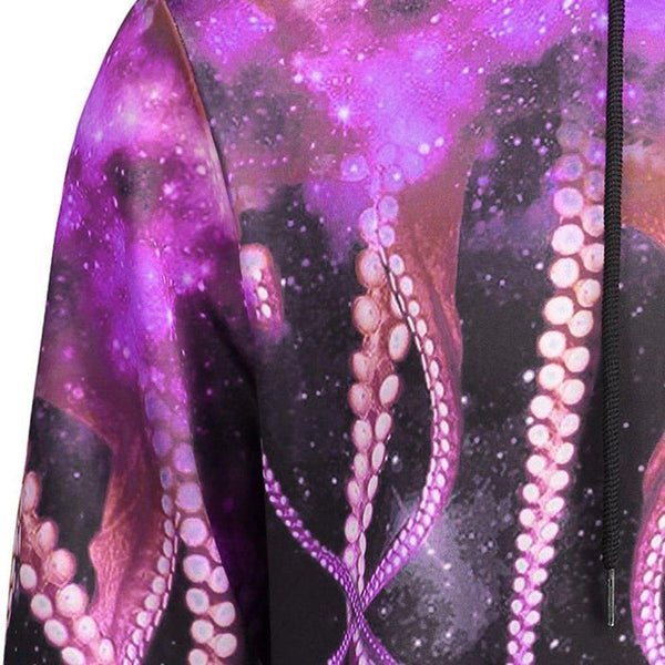 Planet Gates Blue / M Fashions 3d Sweatshirts With Hat Kangaroo Pocket Octopus Claw Galaxy Print Drawstring Hoodie