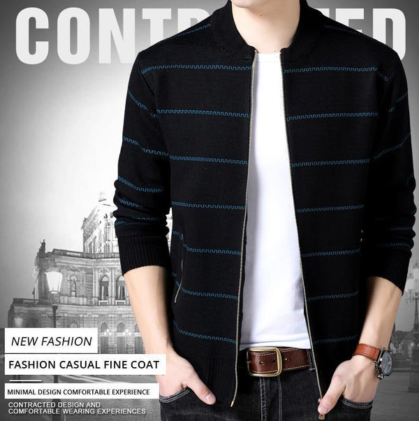 Planet Gates Blue / M Jacket Men Casual Mandarin Collar Mens Coat Pockets zipper Contrast Color Mens Jackets And Coats