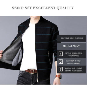 Planet Gates Blue / M Jacket Men Casual Mandarin Collar Mens Coat Pockets zipper Contrast Color Mens Jackets And Coats