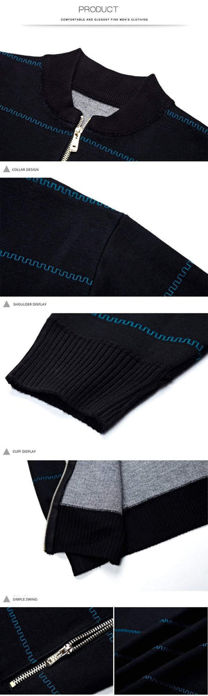 Planet Gates Blue / M Jacket Men Casual Mandarin Collar Mens Coat Pockets zipper Contrast Color Mens Jackets And Coats