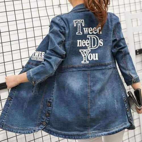 Planet Gates Blue / M Jeans Jacket Casual Denim Jacket Women Long Sleeve Women's Clothing Tops