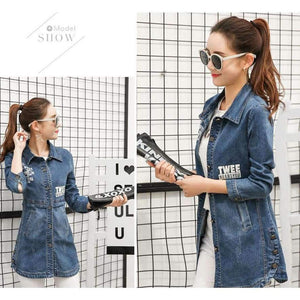 Planet Gates Blue / M Jeans Jacket Casual Denim Jacket Women Long Sleeve Women's Clothing Tops
