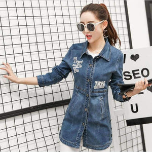Planet Gates Blue / M Jeans Jacket Casual Denim Jacket Women Long Sleeve Women's Clothing Tops