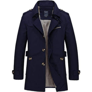 Planet Gates Blue / M Men Jacket Coat Long Section Fashion Trench Coat New Autumn Brand Casual Fit Overcoat Jacket