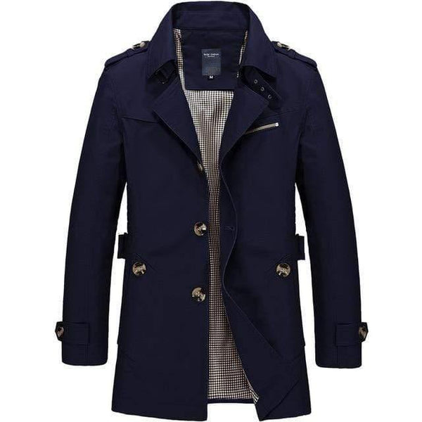 Planet Gates Blue / M Men Jacket Coat Long Section Fashion Trench Coat New Autumn Brand Casual Fit Overcoat Jacket