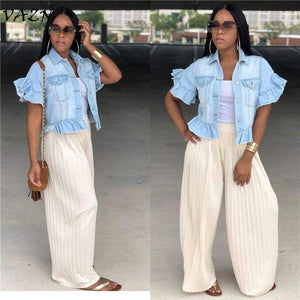 Planet Gates Blue / M New Style Brand Fashion Casual Style Women Denim Jacket Turn-down Collar Butterfly Sleeve Bodycon Outwear SY0506