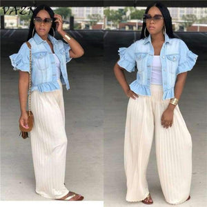 Planet Gates Blue / M New Style Brand Fashion Casual Style Women Denim Jacket Turn-down Collar Butterfly Sleeve Bodycon Outwear SY0506