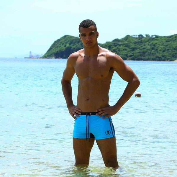 Planet Gates Blue / M Swimwear Men Breathable Swimsuits Man Swim Trunks Boxer Briefs Sunga Swim Suits Maillot De Bain Beach Shorts