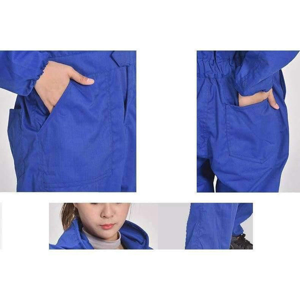 Planet Gates blue male / S Men Women Coveralls Long Sleeve Hooded Reflective strip Overalls Auto Repair Engineering Spray Paint Workwear Working Uniforms