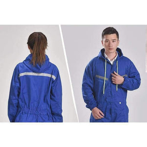 Planet Gates blue male / S Men Women Coveralls Long Sleeve Hooded Reflective strip Overalls Auto Repair Engineering Spray Paint Workwear Working Uniforms