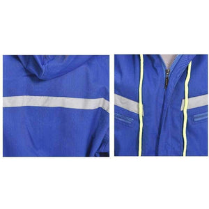 Planet Gates blue male / S Men Women Coveralls Long Sleeve Hooded Reflective strip Overalls Auto Repair Engineering Spray Paint Workwear Working Uniforms