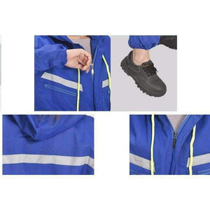 Planet Gates blue male / S Men Women Coveralls Long Sleeve Hooded Reflective strip Overalls Auto Repair Engineering Spray Paint Workwear Working Uniforms