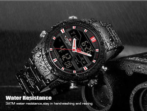 Planet Gates blue Men Luxury Top Brand Naviforce LED Men Sports Watches Waterproof Full Steel Quartz Men's Watch Relogio Masculino