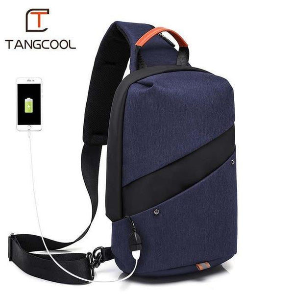 Planet Gates Blue Men Messenger Bag Men USB Charging Design Man Chest Bag Pack Anti Theft Shoulder Crossbody bags for Teenage