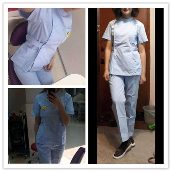 Planet Gates blue men / S Summer women hospital customized logo medical scrub set design slim fit dental scrubs beauty salon nurse uniform spa