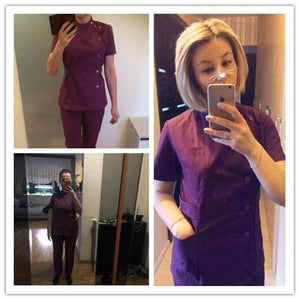 Planet Gates blue men / S Summer women hospital customized logo medical scrub set design slim fit dental scrubs beauty salon nurse uniform spa