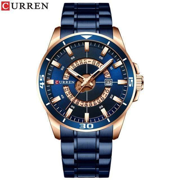 Planet Gates blue Men's Watch Blue Dial Stainless Steel Water Resistant Man Watches Luxury Business Analog Quartz Mens Watches Fashion