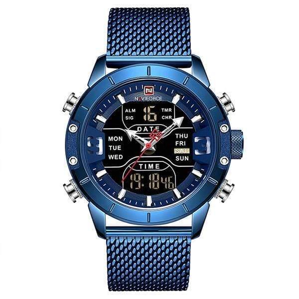 Planet Gates Blue Men Watch Top Luxury Brand Man Military Sport Quartz Wrist Watches Stainless Steel LED Digital Clock Relogio Masculino