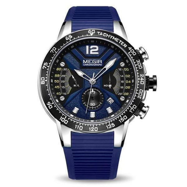 Planet Gates Blue Men Watches Silicone Sport Chronograph Quartz Military Watch Luxury Brand Zegarek Meski Erkek Kol Saati