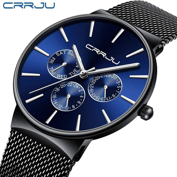 Planet Gates blue Men Watches Waterproof Ultra Thin Date Wrist Watch Male Mesh Strap Casual Quartz Clock