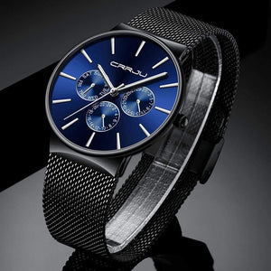 Planet Gates blue Men Watches Waterproof Ultra Thin Date Wrist Watch Male Mesh Strap Casual Quartz Clock