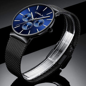 Planet Gates blue Men Watches Waterproof Ultra Thin Date Wrist Watch Male Mesh Strap Casual Quartz Clock