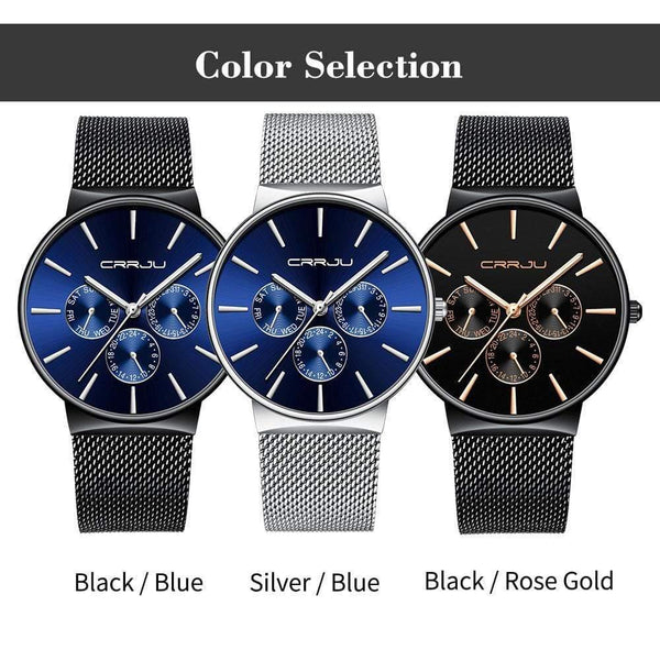 Planet Gates blue Men Watches Waterproof Ultra Thin Date Wrist Watch Male Mesh Strap Casual Quartz Clock